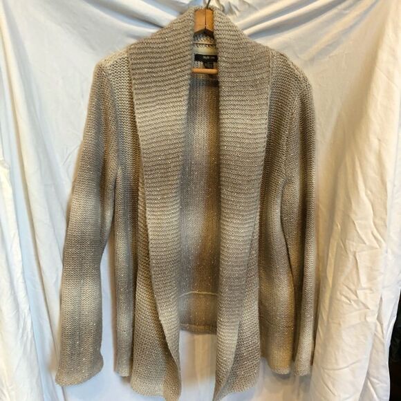 Style and Co. two tone open front sweater; cream and light brown Medium - Picture 1 of 7